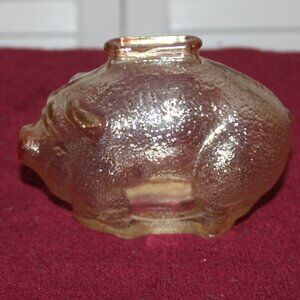 Vintage Anchor Hocking Textured Carnival Glass Piggy Bank